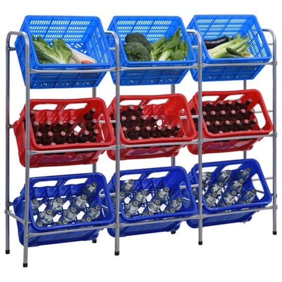 Vidaxl Σταντ Για 9 Τελάρα Αποθήκευσης Ασημί 145x33x116 Εκ. Ατσάλινο image 1