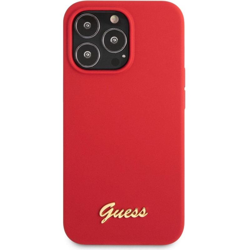 Guess “vintage Script Gold Logo Collection” Σκληρή Θήκη Προστασίας Από Σιλικόνη – Apple Iphone 13 Pro (κόκκινη)