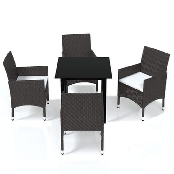 Vidaxl Σετ Τραπεζαρίας Κήπου 5 Τεμ. Καφέ Συνθετικό Ρατάν Με Μαξιλάρια image 2