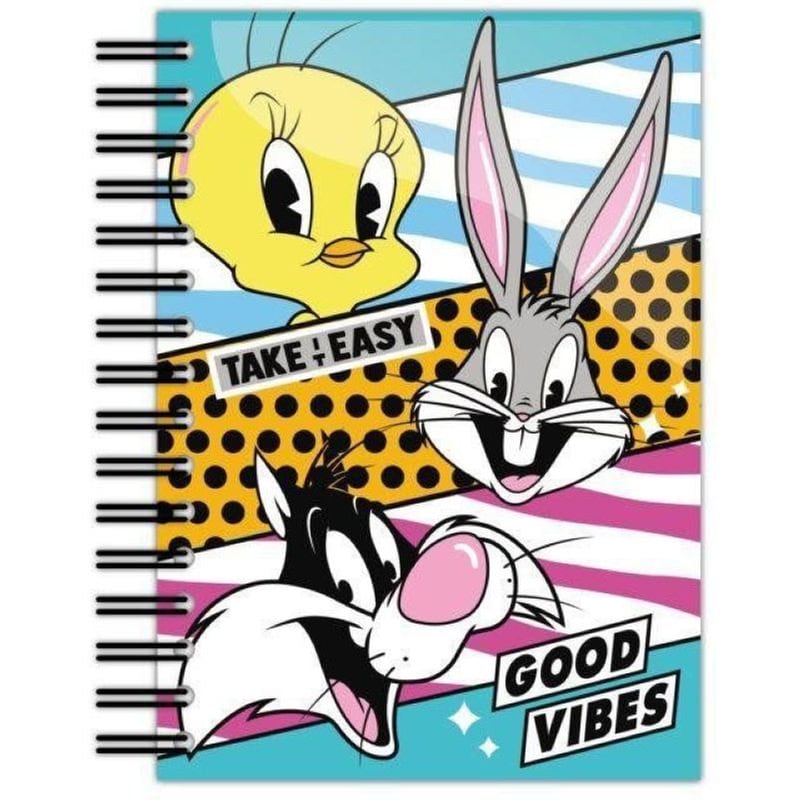 BLUE SKY STUDIOS Σημειωματάριο Blue Sky Studios Α5 Ριγέ Σπιράλ Looney Tunes - Good Vibes Wiro