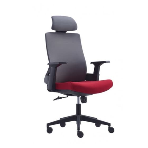 Καρέκλα Διευθυντική Woodwell BF8900 Υφασμάτινη - Γκρι/Μπορντό image 0