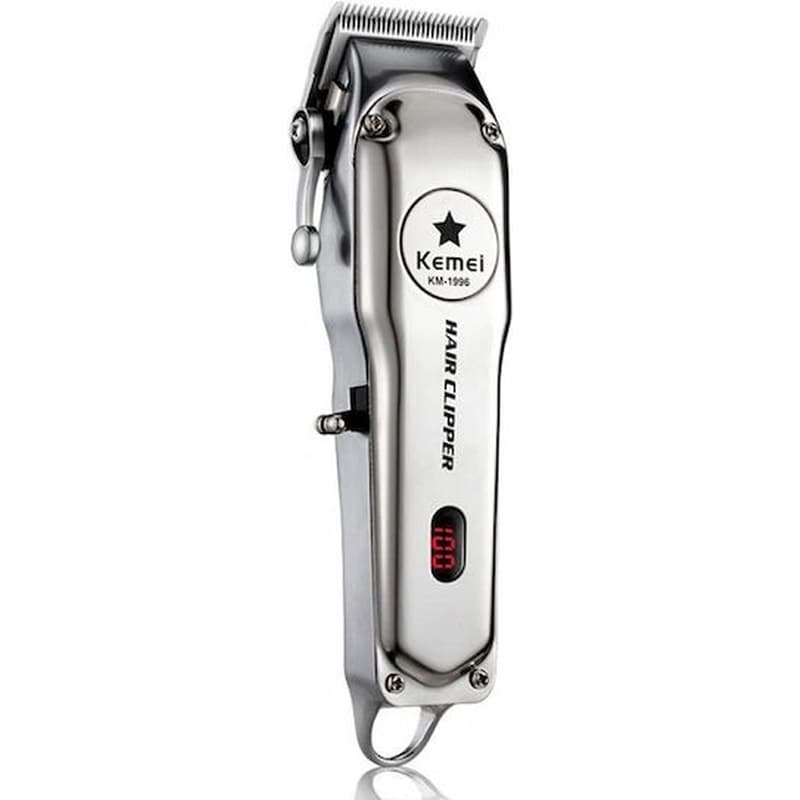 KEMEI Επαγγελματική Επαναφορτιζόμενη Κουρευτική Μηχανή KEMEI KM-1997 Ασημί