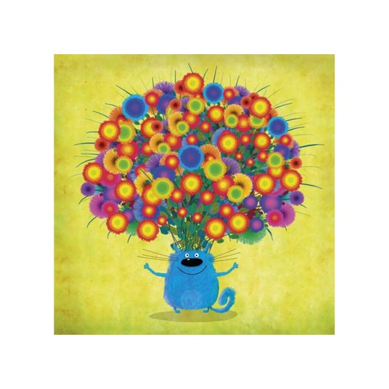 Ευχετήρια Κάρτα 12 Εποχές Γατούλης Με Λουλούδια image 0