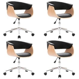Καρέκλες Τραπεζαρίας Vidaxl  Περιστρεφόμενες Δερματίνη 4 Τμχ - Μαύρες