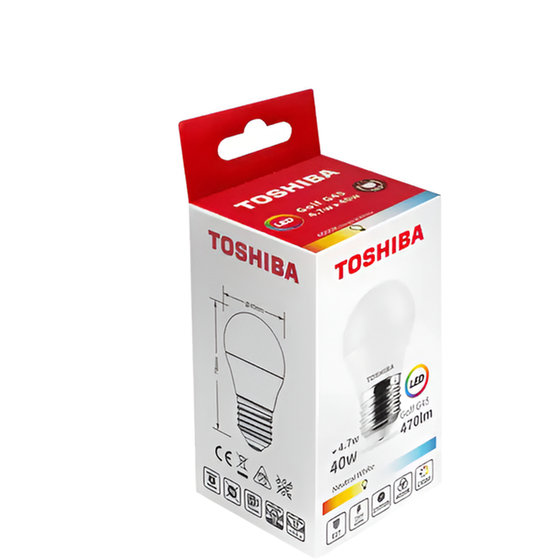 Λάμπα LED Toshiba G45 E27 4.7W 4000K - Φυσικό Λευκό image 1