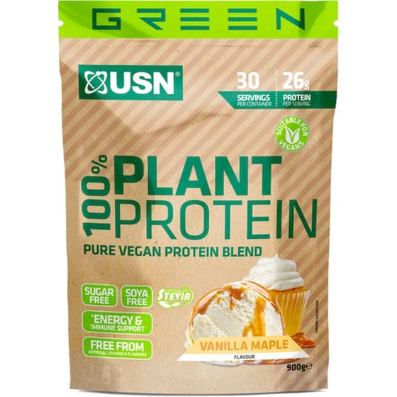 Πρωτεΐνη USN 100% Plant Protein 26gr Βανίλια/ Σιρόπι Σφένδαμου - 900gr image 0