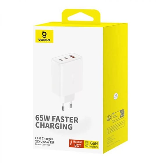 Φορτιστής Πρίζας Baseus OS-Cube Pro 2x USB-C/ 1x USB 65W - Λευκό P10152301213-00 image 5