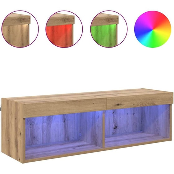 Έπιπλο Τηλεόρασης VidaXL Επιτοίχιο με LED 100 x 30 x 30 cm - Artisan Δρυς image 3
