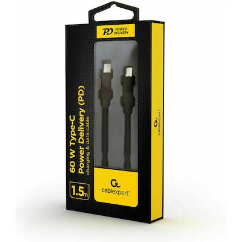 CABLEXPERT Καλώδιο δεδομένων Cablexpert Braided USB-C σε USB-C 1.5m - Μαύρο