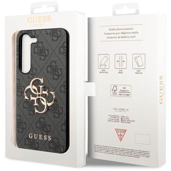 Θήκη Samsung Galaxy S23 S911 - Guess 4g Metal Logo Collection Perforated PU Leather Case - Γκρι image 5