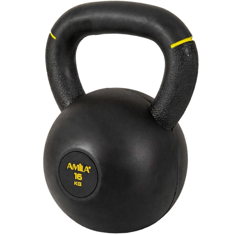 Kettlebell Amila Original Rubber 90478 Κλασικό από Λάστιχο 16kg - Μαύρο/Κίτρινο