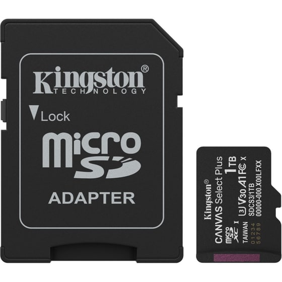 Kingston Canvas Select Plus Gen3 microSDXC 1TB Class 10 U3 V30 UHS-I με αντάπτορα image 0