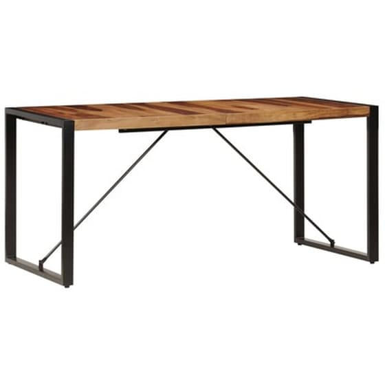 Τραπεζαρία Vidaxl από Μασίφ Ξύλο Sheesham 160x80x75 cm - Μαύρο/Καφέ image 3
