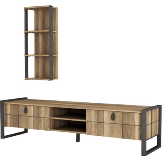 Έπιπλο Τηλεόρασης 24Mall Firma από Μοριοσανίδα 184.5x34x45 cm - Καφέ/Μαύρο image 0