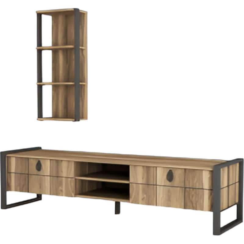 Έπιπλο Τηλεόρασης 24Mall Firma από Μοριοσανίδα 184.5x34x45 cm - Καφέ/Μαύρο