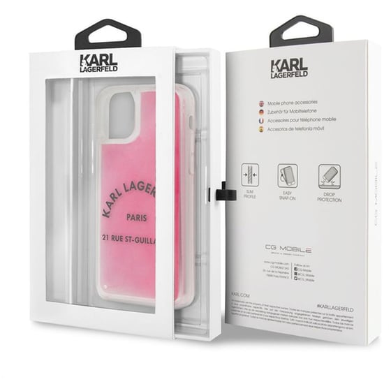 Θήκη Apple iPhone 11 Pro - Karl Lagerfeld St. Guillaume Logo Collection Glow In The Dark Sand Case - Grey/Pink image 1