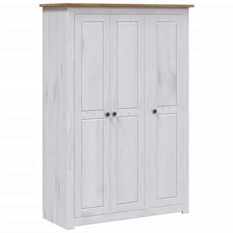 VIDAXL Τρίφυλλη Ντουλάπα Vidaxl Panama από Μασίφ Ξύλο Πεύκου 118x50x171.5cm - Λευκό