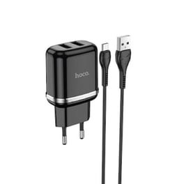 Φορτιστής Ταξιδίου Hoco N4 Aspiring Με 2 Εξόδους Φόρτισης Usb 5v 2.4a Μαύρος Με Καλώδιο Micro Usb 1μ