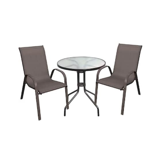 Rio Set Κήπου Βεράντας Τραπέζι 2 Πολυθρόνες Μέταλλο Καφέ Textilene Καφέ image 0