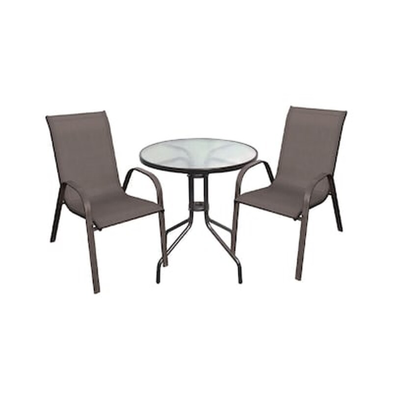 WOODWELL Rio Set Κήπου Βεράντας Τραπέζι 2 Πολυθρόνες Μέταλλο Καφέ Textilene Καφέ