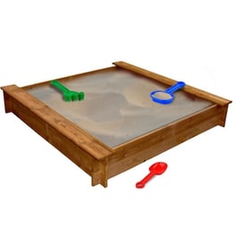 VidaXL Αμμοδόχος με Καθίσματα Τετράγωνη 120x120x20cm Ξύλινη - Καφέ