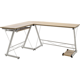 Γραφείο Γωνιακό Pakoworld Levi από MDF 158x120x73 cm - Μπεζ/Λευκό