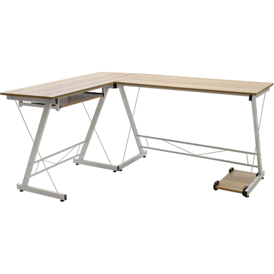Γραφείο Γωνιακό Pakoworld Levi από MDF 158x120x73 cm - Μπεζ/Λευκό image 0