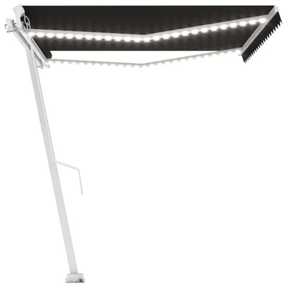 Vidaxl Τέντα Συρόμενη Χειροκίνητη Με Led Ανθρακί 450 X 350 Εκ. image 5