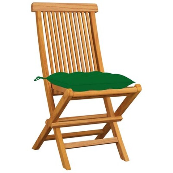 Vidaxl Καρέκλες Κήπου 8 Τεμ. Μασίφ Ξύλο Teak Με Πράσινα Μαξιλάρια image 3