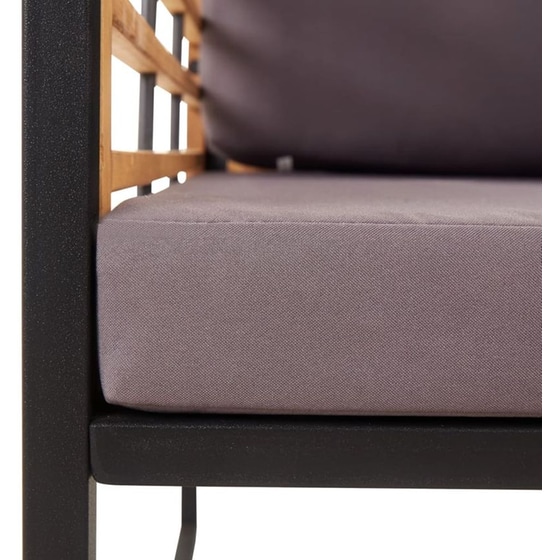 Παγκάκι Κήπου VidaXL Σκούρο με Μαξιλάρια από Μασίφ Ξύλο Ακακίας 136x70x62 cm - Μαύρο/Γκρι image 4