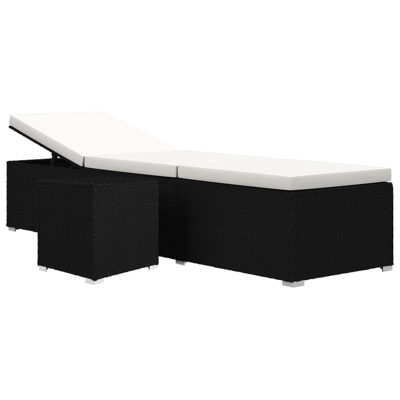 Ξαπλώστρα VidaXL με Τραπεζάκι από Συνθετικό Ρατάν 195x60x31 cm - Λευκή/Μαύρο