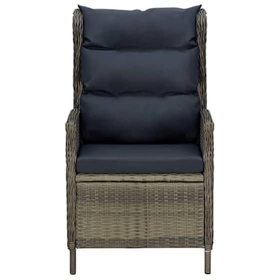 Πολυθρόνα Κήπου Vidaxl Ανακλινόμενη από Συνθετικό Ρατάν με Μαξιλάρια 57x88x100cm - Καφέ image 2