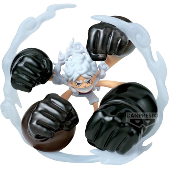 Banpresto World Collectable Figure: One Piece - Monkey D.Luffy (Gear5GumGum Dawn Gatling0 Statue (12cm) (69652) image 0