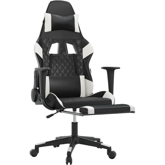 Καρέκλα Gaming VIDAXL 3143769 με Υποπόδιο από Τεχνητό Δέρμα - Μαύρο image 4