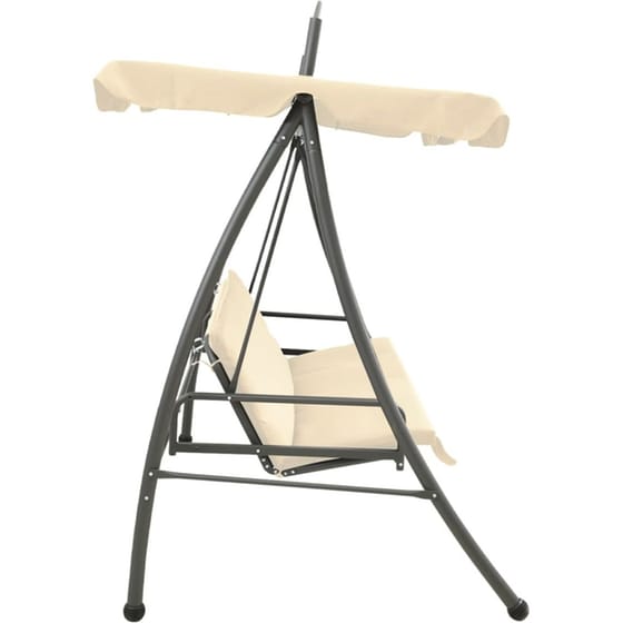 Κούνια Κήπου Με Σκίαστρο VidaXL από Χάλυβα 198x120x205cm - Λευκό της Άμμου image 1