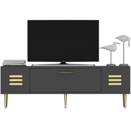 Έπιπλο Τηλεόρασης 24Mall Delta από Μοριοσανίδα 140x29.6x45 cm - Ανθρακί/Χρυσό