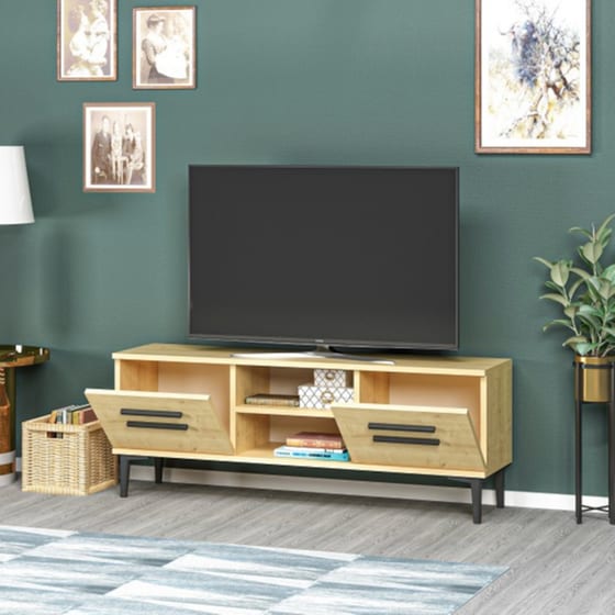Έπιπλο Τηλεόρασης 24Mall Lira Sapphire από Μοριοσανίδα 120x29.6x48.2 cm - Μπεζ/Μαύρο image 2