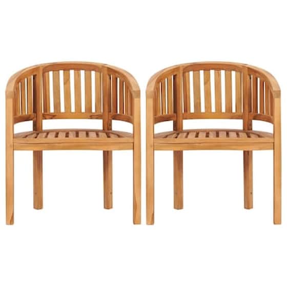 Πολυθρόνες Vidaxl με Καμπυλωτή Πλάτη από Μασίφ Ξύλο Teak 2 Τεμ. 68x52x86cm - Καφέ image 2