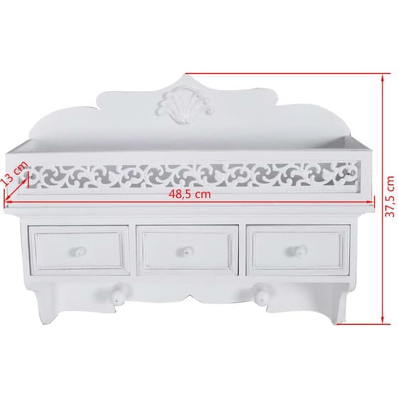 Ράφι Τοίχου VidaXL Kρεμάστρα από MDF 48.5x13x37.5 cm - Λευκό image 7