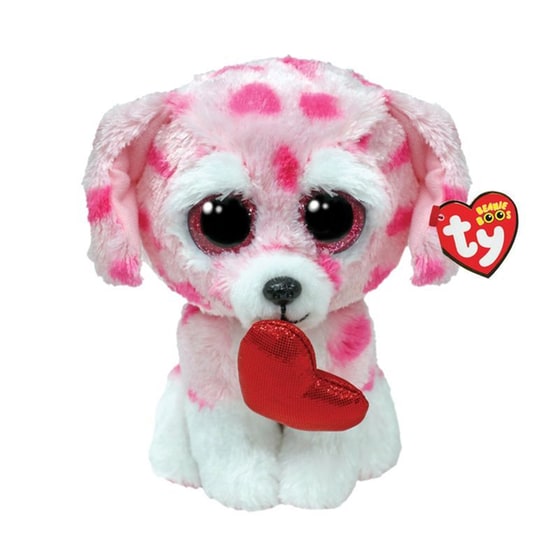 Λούτρινο Ty Beanie Boos Rory Χνουδωτό Σκυλάκι Ροζ Με Καρδιές 15εκ image 0