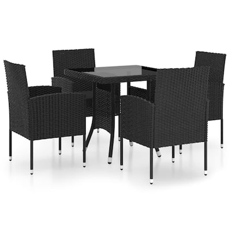 VIDAXL Σετ Τραπεζαρία Κήπου Vidaxl Ρατάν 5 Τμχ - Μαύρο