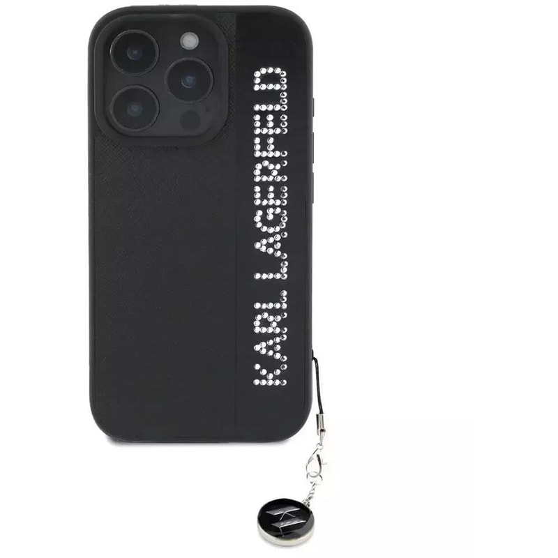 Θήκη Apple iphone 16 Pro - Karl Lagerfeld Saffiano Rhinestones And Charm - Μαύρο