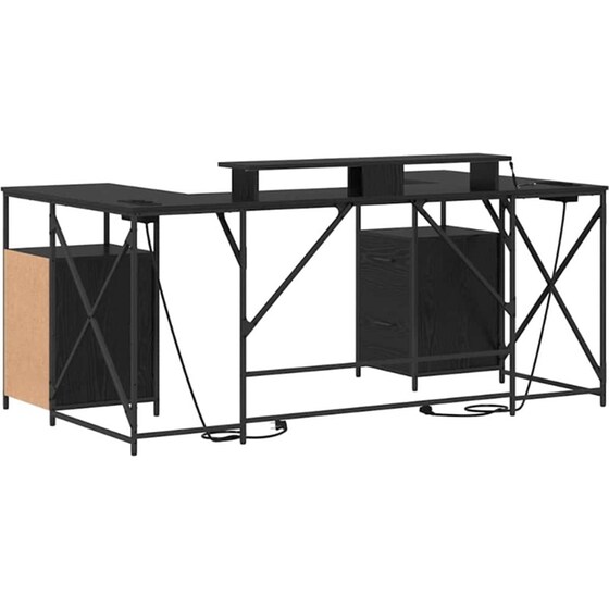 Γραφείο VidaXL από Επεξεργασμένο Ξύλο 182x101x87,5 cm - Μαύρη Οξιά image 7