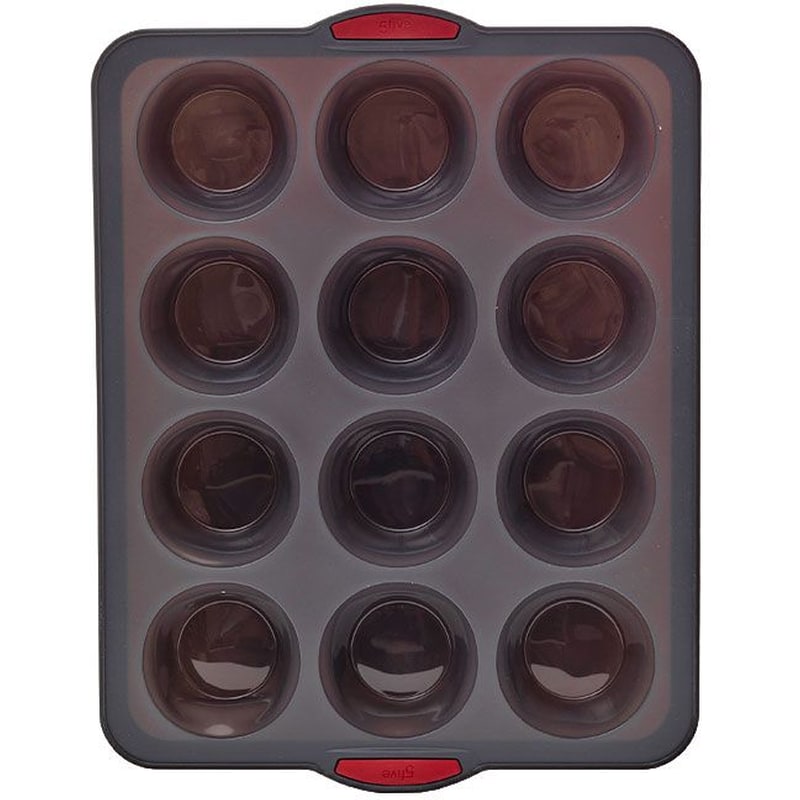 SPITISHOP Φόρμα Ζαχαροπλαστικής Spitishop Σιλικόνης 12 Muffin Cupcakes 40.1x30.7x5 cm - Γκρι
