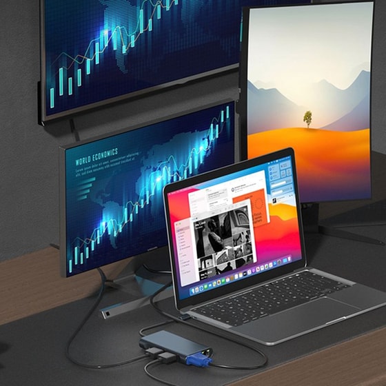 Docking Station Powertech  BYL-2311 8 Θυρών με  USB-C 100W - Γκρι image 3