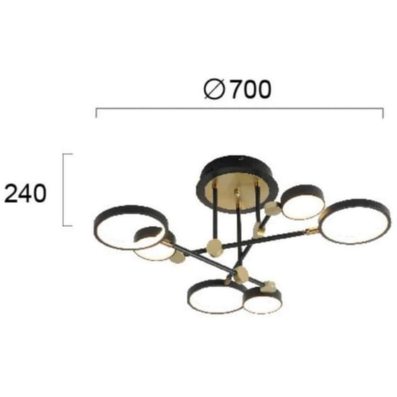 Φωτιστικό Πλαφονιέρα Viokef Persa 4251100 Led από Μέταλλο - Μαύρο/Χρυσό image 1