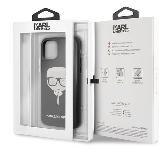 Karl Lagerfeld Double Layer Glitter Hard Case Karl #039;s Head Θήκη Προστασίας Από Σιλικόνη – Apple Iphone 11 Pro (μαύρο) image 3