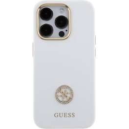 Guess Quot;4g Strass Logo Collection Quot; Case Θήκη Προστασίας Από Σιλικόνη – Iphone 15 Pro (white – Guhcp15lm4dgph)