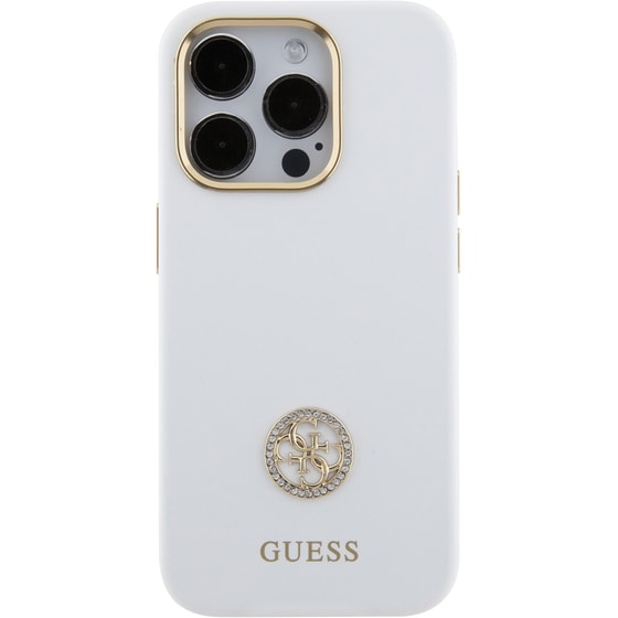 Guess Quot;4g Strass Logo Collection Quot; Case Θήκη Προστασίας Από Σιλικόνη – Iphone 15 Pro (white – Guhcp15lm4dgph) image 0