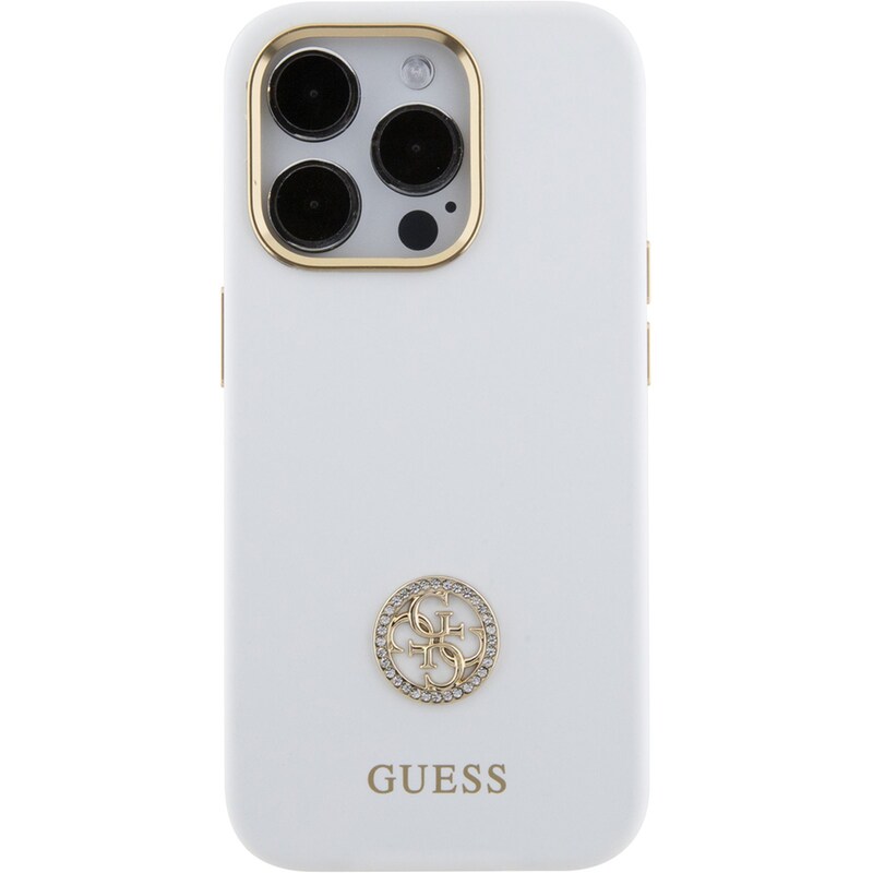 GUESS Guess Quot;4g Strass Logo Collection Quot; Case Θήκη Προστασίας Από Σιλικόνη – Iphone 15 Pro (white – Guhcp15lm4dgph)